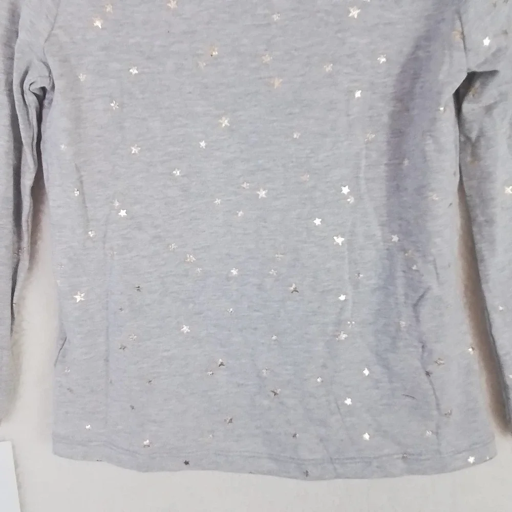 OshKosh Long Sleeve Cotton Top Tee Size 4 Gray‎ w/ Gold Stars